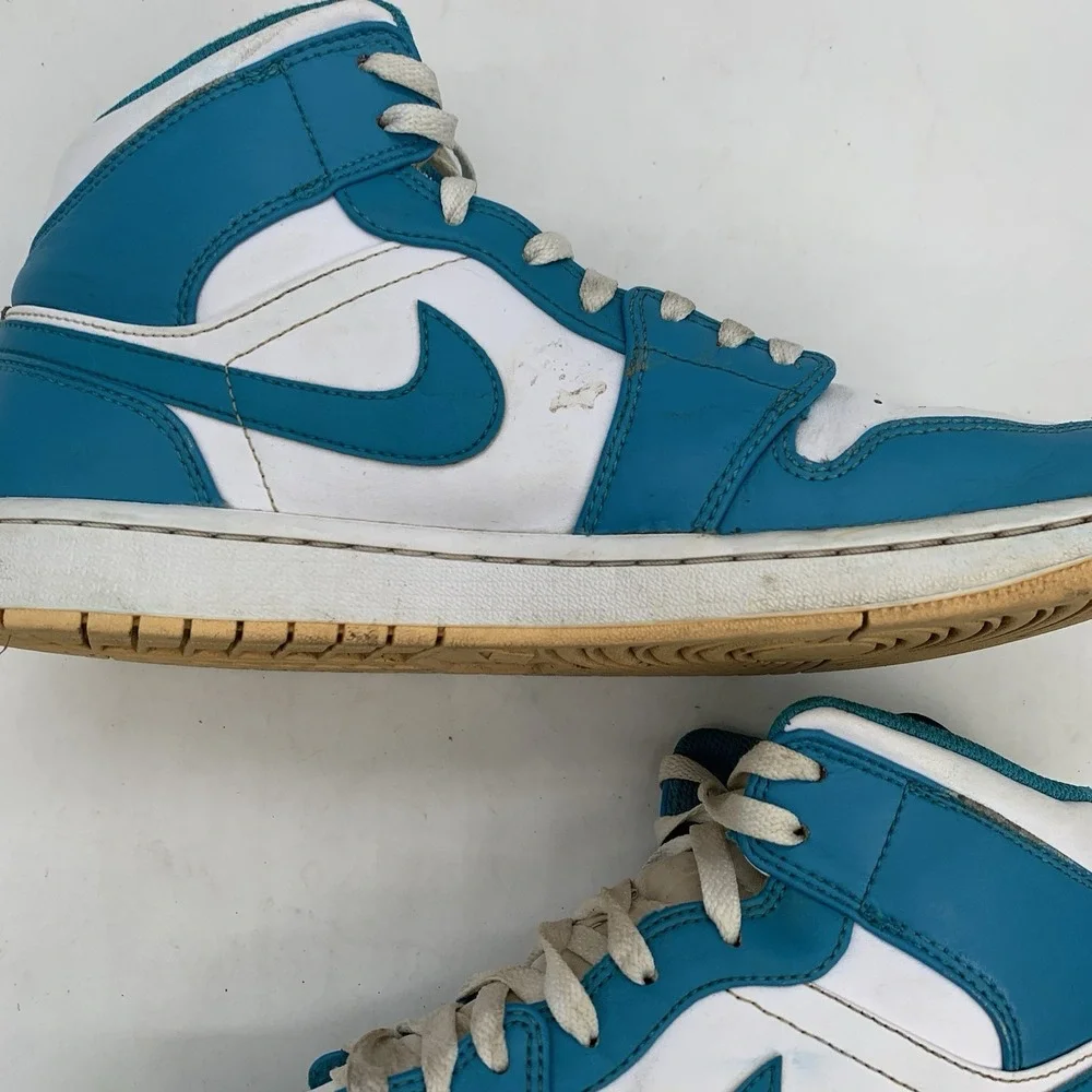 Nike Air Jordan 1 Mid Aquatone Shoes Mens 9 Celestial Gold White Sneakers